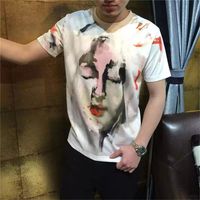 Wholesale Graffiti ink Virgin printed short sleeved male T shirt men s and women s couple round neck tee