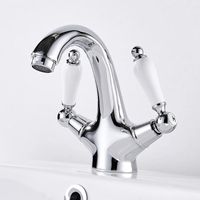 Wholesale Bathroom Sink Faucets Ceramic Double Handle Mixer Tap Traditional Basin And Cold Water Faucet Washbasin