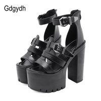 Wholesale Dress Shoes Gdgydh Open Toe Platform Chunky Goth Sandals Women Sexy For High Heels Sex Ankle Strap Soft Leather Quality