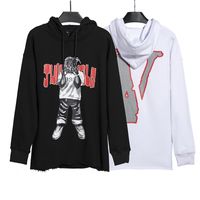 Wholesale Mens big v Hip Hop Stylist Hoodies High Quality lone autumn and winter clothes youngboy star s same reflectie hoodie with broken hem