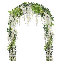 Wholesale Artificial Fake Wisteria Vine Rattan Hanging Garland White Silk Flowers String Home Party Wedding Decoration Outdoor Arch Decor Decorative