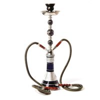 Wholesale Exquisite Arabian Glass Hookah with full set double tubes smoking water pipe decorative pot blue black