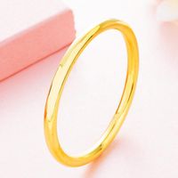 Wholesale 6mm Thick Plain Smooth Classic Womens Bangle Yellow Gold Filled Wedding Bracelet Solid Jewelry Drop
