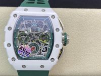 Wholesale KV RM011 Classic racing series montre de luxe mens watch automatic timing movement white ceramic case plastic watchband