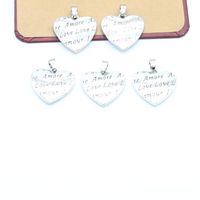 Wholesale Charms Love Heart Shape Pendant Engraved Plum Blossom Letter Pattern Metal Supplies Handmade DIY Bracelet Accessories