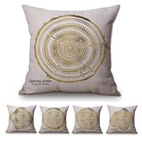 Wholesale Gold Tree Ring Section Decoration Pillows For Home Golden Color Print Cotton Linen Outdoor Cushion Cover Sofa Throw Pillow Cases Cushion Dec