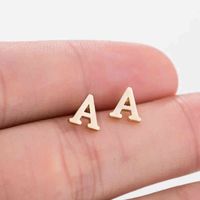 Wholesale Fashion Tiny Piercing Alphabet Name Earrings Jewelry K Gold Stainls Steel A Z Initial Letter Stud Earrings