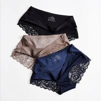 Wholesale Women s Panties Women Underwear Ice Silk Seamless Briefs Sexy Lingerie Lace Female Intimates Slip Homme Underpants Plus Size
