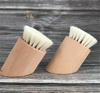 Wholesale Factory Natural Goat Hair Wooden Face Cleaning Brush Wood Handle Facial Cleanser Blackheads Nose Scubber Baby brushes RRB12911