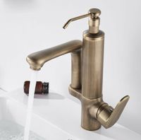 Wholesale Brass Bathroom Basin Sink Faucet Hot Cold Tap Mixer Bath Shower Liquid Soap Dispenser Storage Holder Tap Single Handle Deck Mounted
