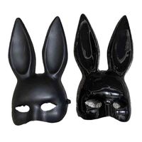 Wholesale PVC Easter Bunny Girl Mask Black Sexy Rabbit Ear White Cute Bunnies Long Ears Bondage Masks Halloween Masquerade Party Cosplay Costume Prop ZXFHP1565