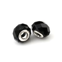 Wholesale 100Pcs Faceted Black Crystal Glass Big Hole Spacers Beads For Jewelry Making Bracelet Necklace DIY Accessories D