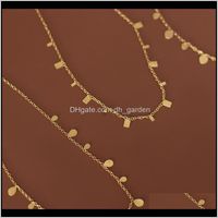 Wholesale Pendant Pendants Jewelry2021 Circle Square Geometric Metal Charm Chain Choker Necklaces For Women Delicate K Gold Layer Necklace Drop De