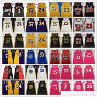 Wholesale Retro Mitchell and Ness Women Dress Basketball Jerseys Stitched Allen Dwyane Iverson Wade Stephen Curry Pink Black White Yellow Red Size S XL