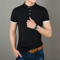 Wholesale Brand Men T shirts With Short Sleeves Made Tie White Color Matching Fashion Leisure Men women Blouse Buttons Men s