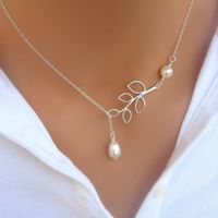 Wholesale New Punk Minimalist Infinity Luck Pearl Leaf Pendants Necklaces