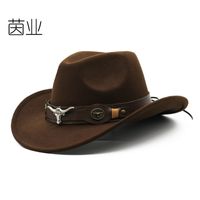 Wholesale Best Selling Top Hat National Style Cattle Standard Western Cowboy Roll Brim Horse Riding Hat Wool Felt