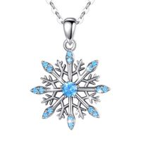 Wholesale Merryshine sterling sier white gold dainty blue snowflake pendant necklace