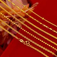 Wholesale Fine Jewelry K Gold Slim Chain Link Necklace Necklaces Fashion Woman Girl Birthday Wedding Gift