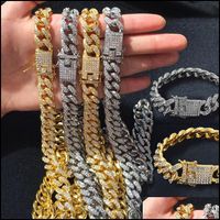 Wholesale Chains Necklaces Pendants Jewelry Mens Iced Out Chain Hip Hop Necklace Bracelets Rose Gold Sier Miami Cuban Link Drop Delivery Yqxfp