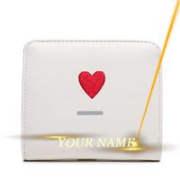 Wholesale Card Holders Customized Woman Short Folding Wallet Lady Mini Coin Purse Thin Magnetic Buckle Female Clutch Holder Engraved Name