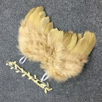 Wholesale Angel Wings Feather Wings Baby Girl Flower Olive Headband Photo Shoot Hair Accessories for Newborn Photography Props Months Y2