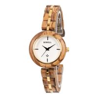 Wholesale Bewell Wooden Watches Female Stainless Steel Women s Quartz Wristwatches Relogio Feminino Clock ZS W64AL