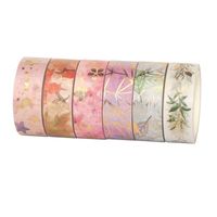 Wholesale 6Rolls Flower Foil Washi Tape Set Masking Washi Tape Set Decorative Sticker Diy Adhesive Label For Scrapbooking Planner V2