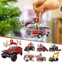 Wholesale Party Favor Christmas Decoration Car Wooden Tag Pendant New Year Blessing Gift Xmas Train Christmas Tree Accessories