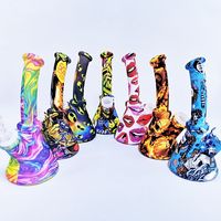 Wholesale 6 Inch Camouflage Colour Beaker Design Silicone Water Pipe Rigs With Glass Bowl Silicone Downstem Unbreakable Oil Rig WATER Bong