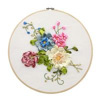 Wholesale Other Arts And Crafts DIY Kit Ribbon Embroidery Hoop For Beginner Needlework Flower Cross Stitch Kits Sewing Art Set Handmade Craft Painting