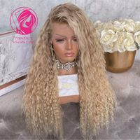 Wholesale Lace Wigs Free Part Human Hair Front Wig Ombre Ash Platinum Blonde Laced Frontal x4 x6 Kinky Afro Curly Remy quot quot