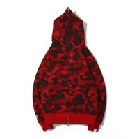 Wholesale Newest Lover Camo Shark Print Cotton Sweater Hoodies Men s Casual Purple Red Camo Cardigan Hooded Jacket Sizes M XL
