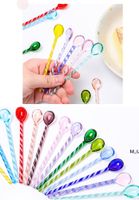 Wholesale Stained Glass Spiral Spoon Coffee Milk Stirring Stick Creative Dessert Small Spoons Colors Optional LLF11195