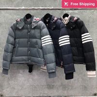 Wholesale Down Coat Dongguan Direct Sales Tb Jacket Winter Men s and Women s Same Hooded Bread Warm Thom