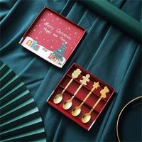 Wholesale Christmas Stainless Steel Spoon Tableware Fashion dining room Round Spoon Cake Dessert Ice Cream Coffee Mini Spoons Creative Xams Gift G115CH0O