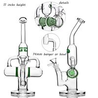Wholesale 11 inchs Tall Recycler Bong Dab Rigs Glass Water Bongs Honeycomb Perc Double diffusion mm Joint Glass Water Pipes Hookahs