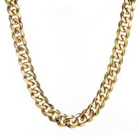 Wholesale Custom Size mm Men s Hiphop Necklace Stainless Steel Curb Cuban Link Chain Gold Black Necklace for Cool Men Jewelry Gift G0913