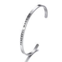 Wholesale Inspirational Message Personalized Bracelet Initial Engraved quot PEACEFUL WARRIOR quot Cuff Stainless Steel Bangle For