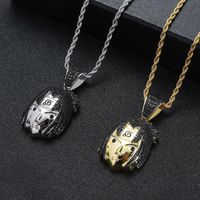 Wholesale Pendant Necklaces Anime Shippuden Uchiha Sasuke Face Hip Hop Iced Out Cubic Zircon Necklace Chain Fashion Jewelry