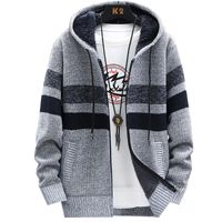 Wholesale Men s Jackets Men Clothing And Coats Hooded Tunic Thick Winter Korean Style Autumn Striped Jacket