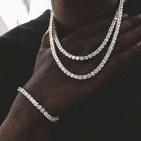 Wholesale Miss Jewelry Hip Hop k k Gold Plated Stainls Steel Mens CZ Diamond Necklace Iced Out Tennis Chain