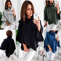 Wholesale sweater top Outwear Colour S XL Women s Loose Batwing Wool Poncho Winter Warm Coat Jacket Cloak Cape Parka turtleneck