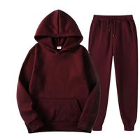 Wholesale Running Sets Winter Fleece Hoodies Pants Men Jogger Tracksuit Brown Sweatpants Sweatshirt Woman Pullover Fashion Brand Casual