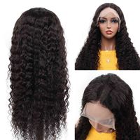 Wholesale Brazilian deep wave front wigs inch virgin human hair pre plucked HD transparent lace wig ali exprs