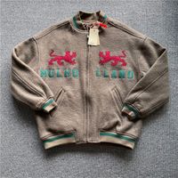 Wholesale Fleece Jacket Men Women High Quality Heavy Fabric Leopard Embroidered Wool Coats Jackets