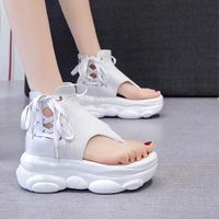 Wholesale Summer Leather Women Sandals Platform CM Wedge Heels Shoes Comfortable Outside Flip Flops White Sneakers Beach
