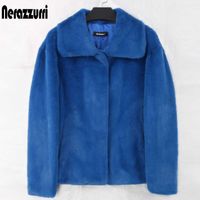 Wholesale Nerazzurri Short Casual Light Soft Faux Fur Jacket Women Long Sleeve Purple Blue Fall Clothes for Women Fluffy Furry Coat