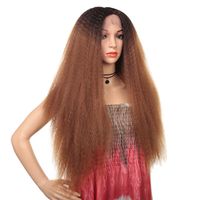 Wholesale factory direct inches Kinky Straight Synthetic Lace Front Frontal Wigs Simulation Human Hair T Color perruques de cheveux humains