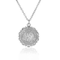 Wholesale Gemnel Religious roman portrait Protection medallion St Christopher coin long chain necklace real gold
